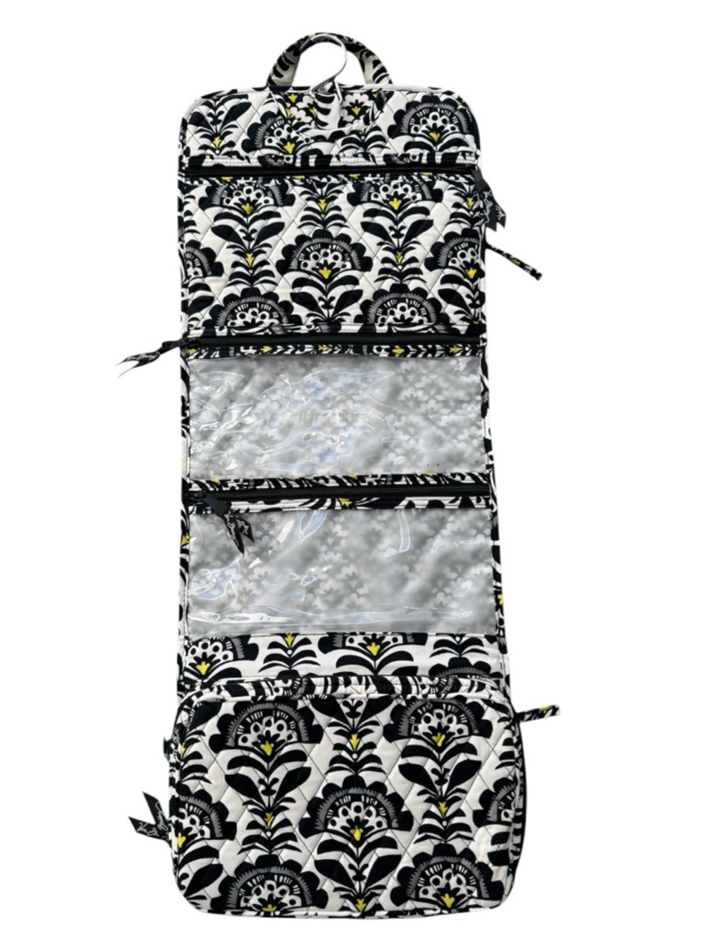 Vera Bradley Black White & Yellow Quilted Travel Tote Bag